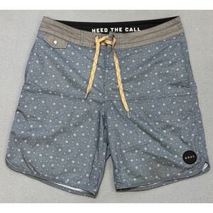 HOWLER BROTHERS Vaquero Boardshorts Men 32/33 Blue Gray Stretch Pearl Snap Swim